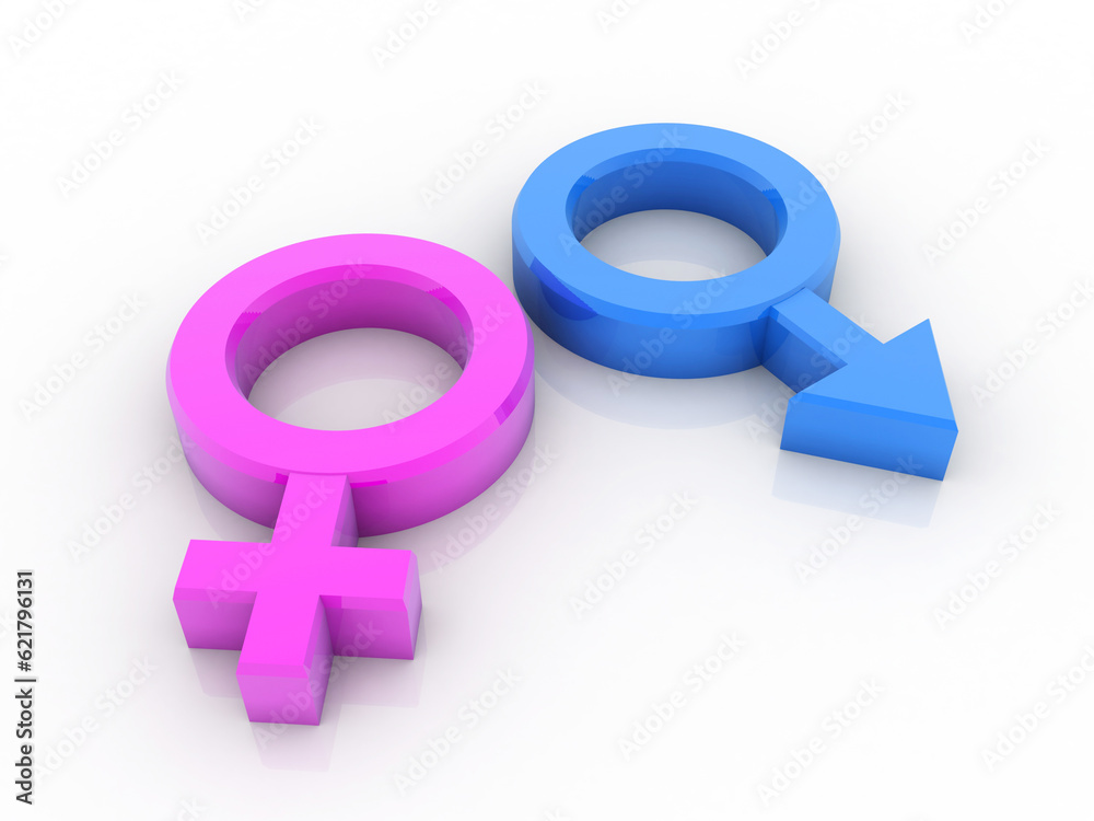 Gender symbols of man and woman, 3D rendering
Gender symbols of man and woman, 3D rendering