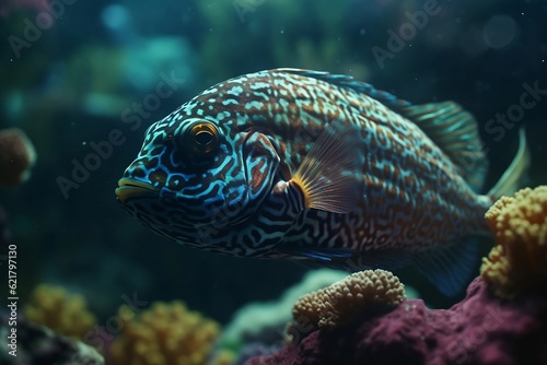 Underwater world with fish. 
