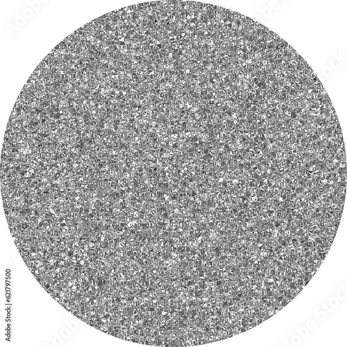 Silver sparkling glitter circle clipart transparent background.