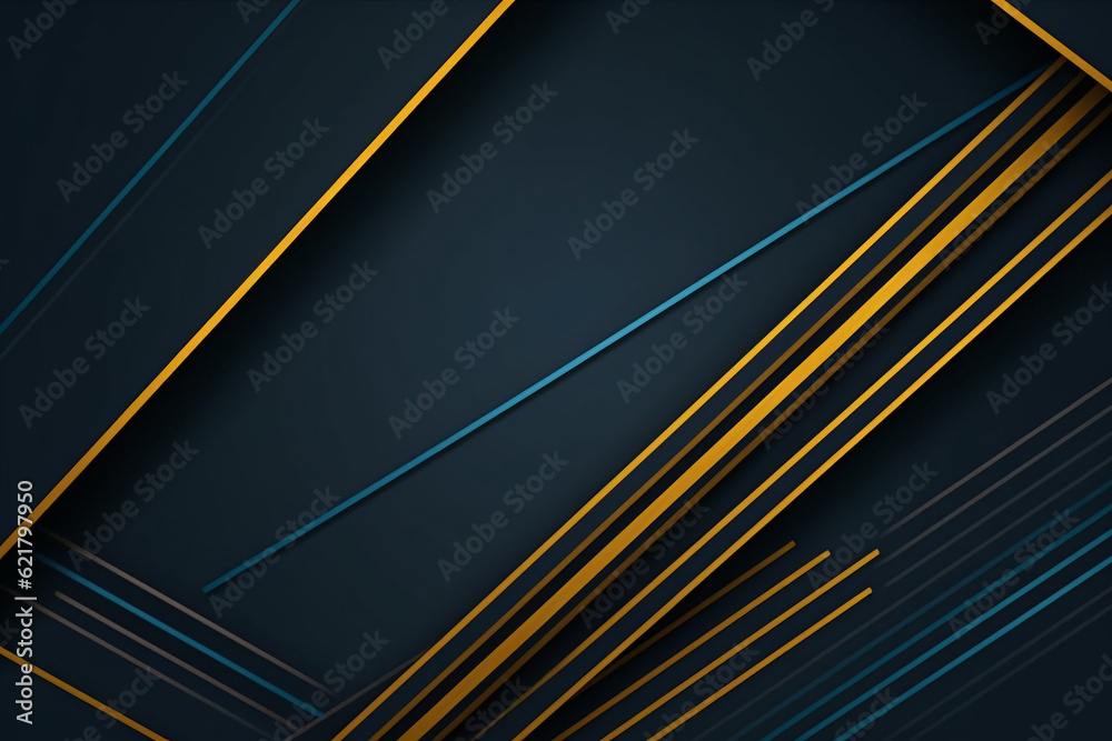 Vibrant abstract pattern: yellow and blue reflections, mesmerizing lines and shadows.