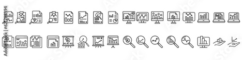 Business analytics icon vector set. Data analysis illustration sign collection. data science symbol. profit graph logo.