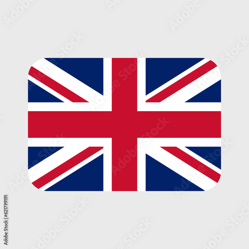 UK flag vector icons set in the shape of heart, star, circle and map. United Kingdom and Great Britain flag illustration in different geometrical shapes. British national symbol.