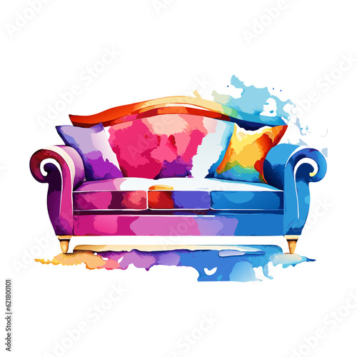 sofa furniture interior watercolor living room