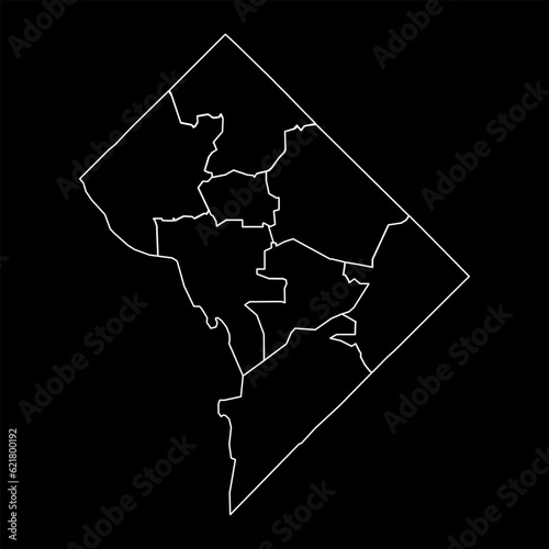 Washington DC map with neighborhoods. Vector illustration.