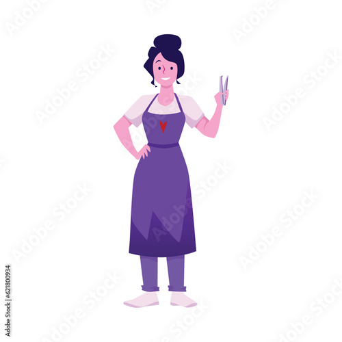 Standing smiling eyelash extension specialist flat style, vector illustration