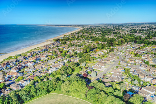 Aldwick Beach and beautiful bay, Aldwick is a parish village to the east of Bognor Regis in West Sussex, Aerial photo photo