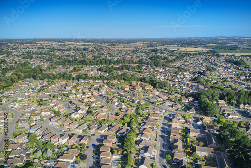 Aerial over Aldwick and towards West Meads in Bognor Regis in West Sussex, England.