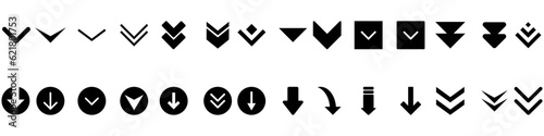 Canvas-taulu Down arrow vector icon set. scroll illustration sign collection.