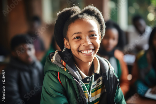 Africnan American school kids smiling