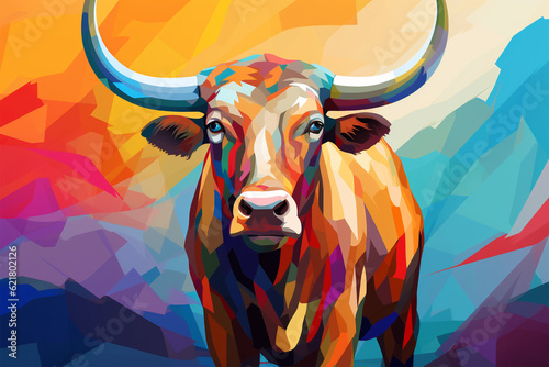 Generative AI. wpap style abstract background, bull © food and Drink