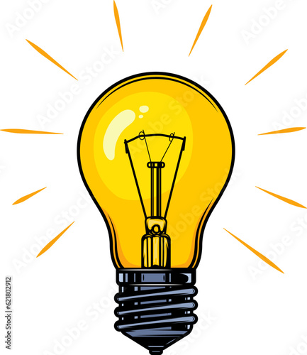 Illustration of electrical lightbulb. Idea. For logo, label, sign.