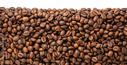 Roasted coffee beans isolated on white background, With work path.