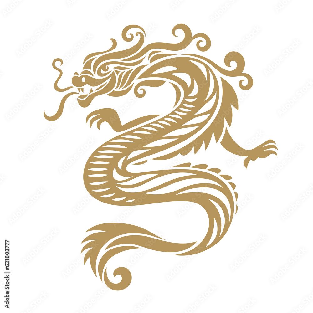 Chinese Happy New Year 2024. Year of the Dragon. Symbol of New Year. Isolated on white