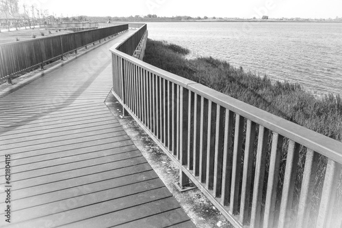 wooden bridge in winter