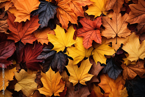 colored autumn leaves background, generative ai