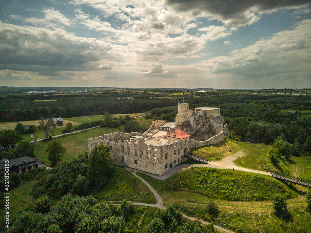 Ruins of a medieval castle in the village of Rabsztyn, Poland.