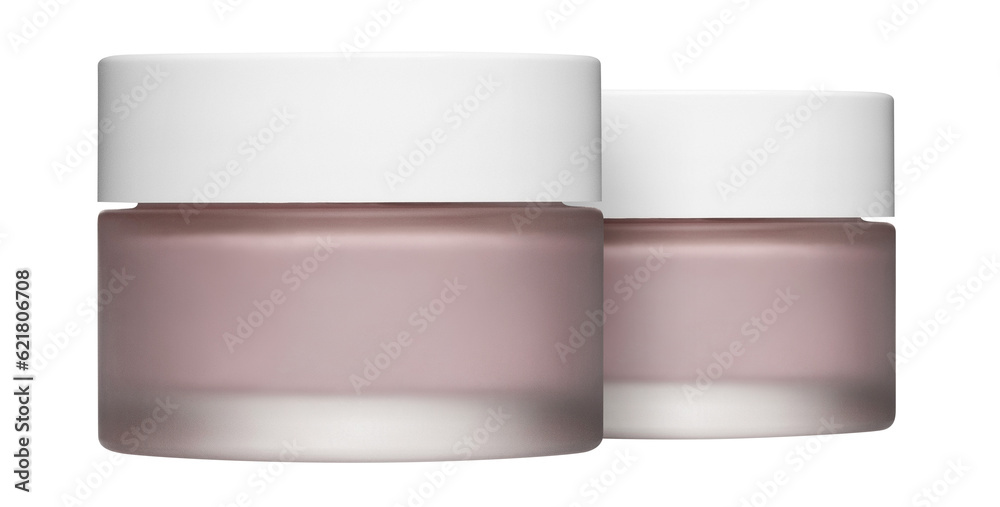 Pink cosmetic cream jars, cut out Pink cosmetic cream jars, cut out