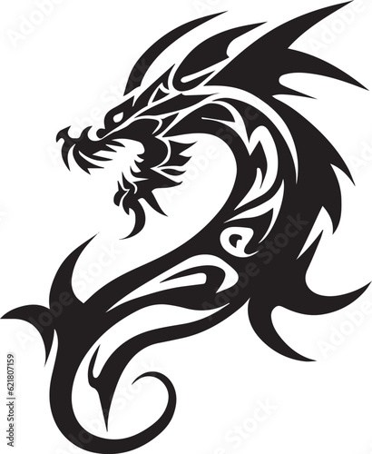 Dragon tattoo design illustration vector