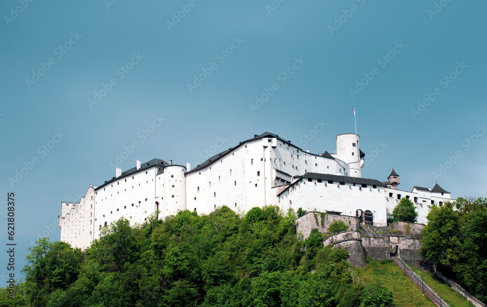 Outside view of Hohensalzburg Castle in Salzburg, Austria