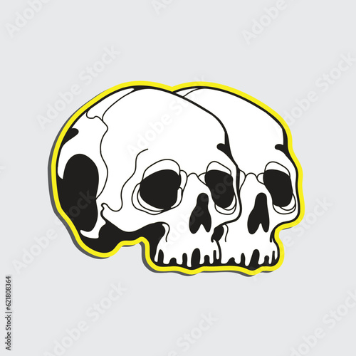 Black and white human skull without a lower jaw.