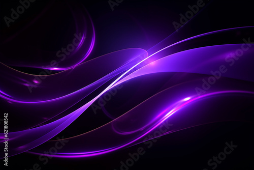 Abstract background with purple colored digital waves on black. Generative AI Image. 