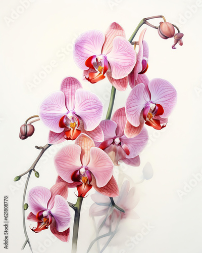 Generative AI   Elegant Orchid Delight  Watercolor Floral Illustration for Greeting Cards  Weddings  and Celebrations