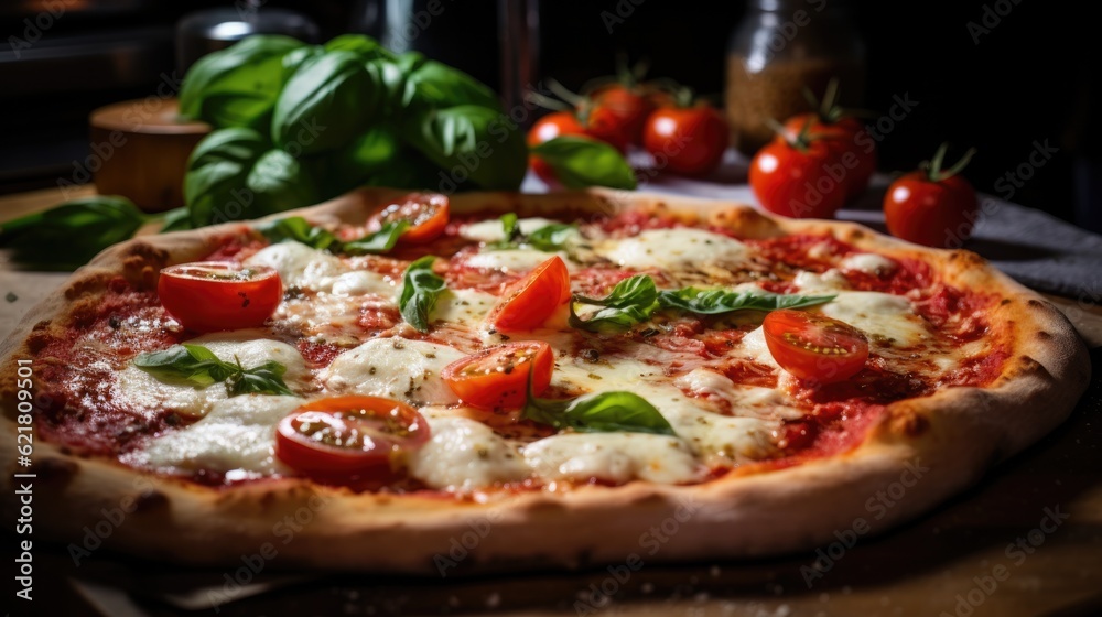 pizza with tomato and basil pizza with tomato and basil