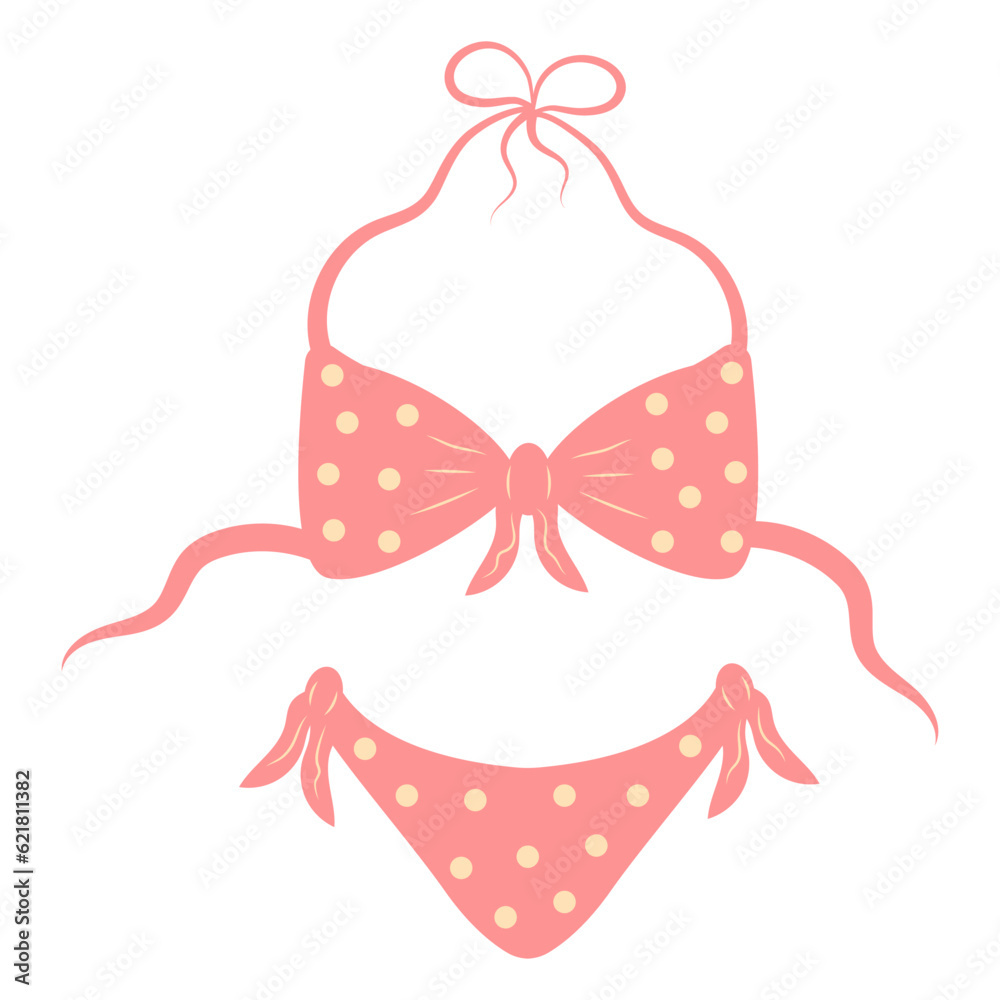 custom made wallpaper toronto digitalFemale pink bikini. Cute summer swimsuit. Cartoon flat illustration isolated on white background.