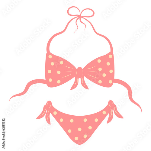 Wallpaper Mural Female pink bikini. Cute summer swimsuit. Cartoon flat illustration isolated on white background. Torontodigital.ca