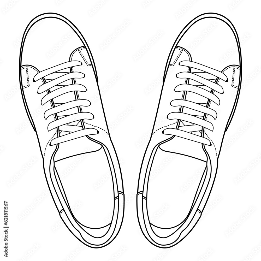 hand-drawn-sneakers-gym-shoes-top-view-image-in-different-views