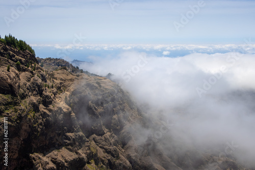views in Ribeira da Torre, Santo Antão, Cape Verde; clouds between the mountains