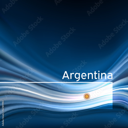 Argentina flag background. Abstract argentinean flag in the blue sky. National holiday card design. State banner, argentine poster, patriotic cover, flyer. Business brochure. Vector design