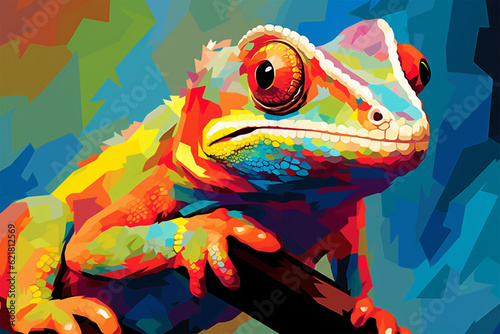 Generative AI. wpap style abstract background, gecko
