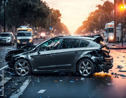Billede på lærred Car crash - Generative AI