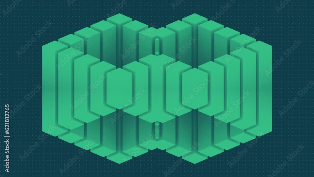 Futuristic background with loop animation of geometric shapes. 3d rendering HD