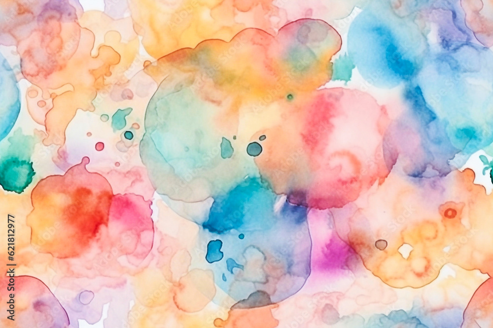 Fashion colorful watercolor seamless texture background illustration for printed goods with tie dye effect. Generative AI