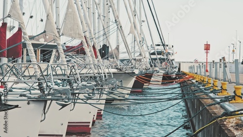 Sea Sailing Yachts Moored in Marina