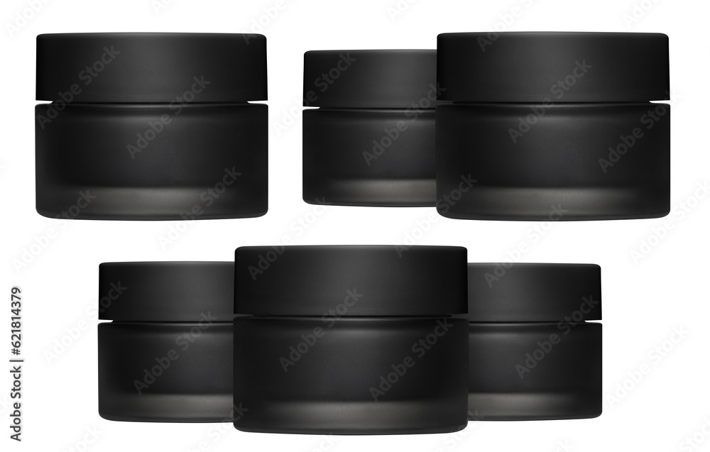 Set of black cosmetic cream jars, cut out Set of black cosmetic cream jars, cut out