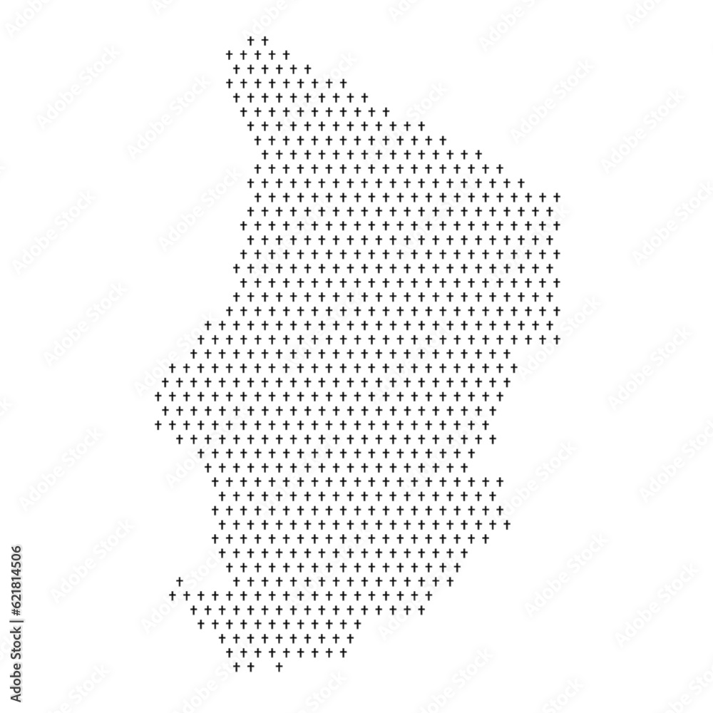 Map of the country of Chad with crosses on a white background