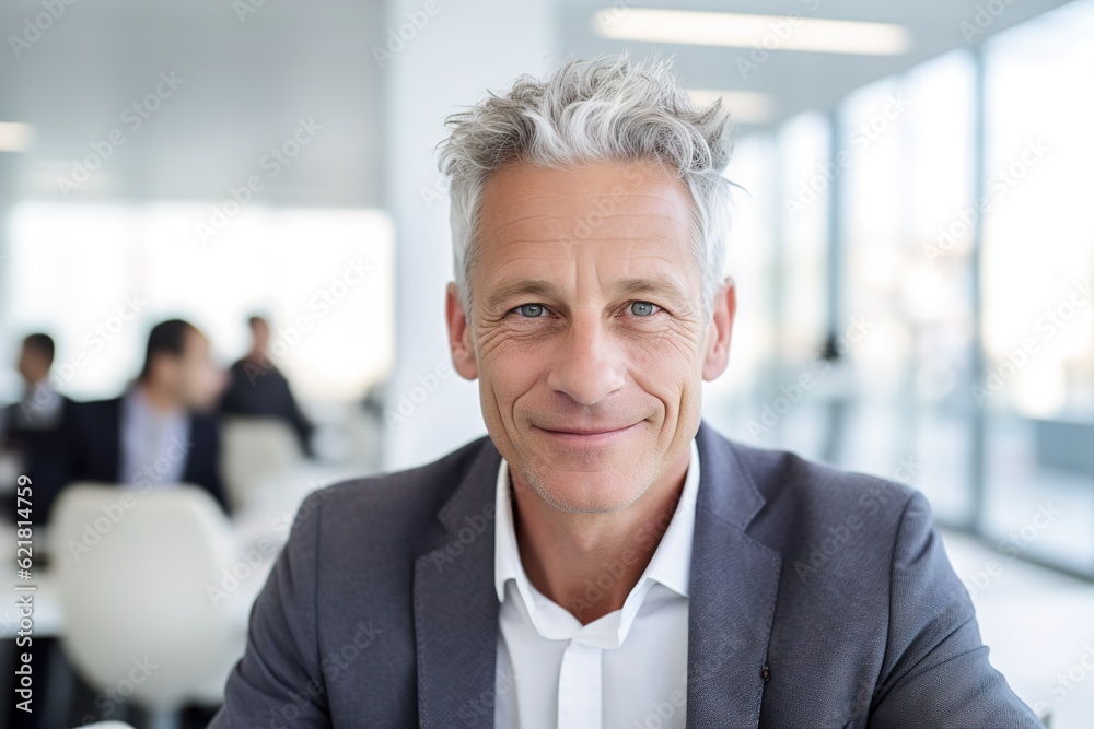 business businessman office mature middle aged meeting man portrait corporate manager smiling happiness professional executive worker businessperson generative ai