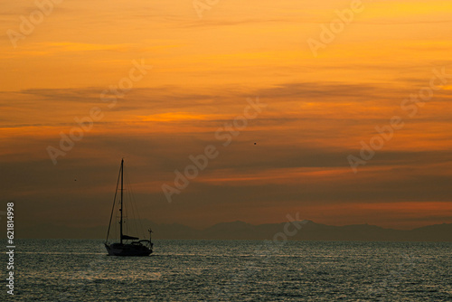 sailboat at sunset
