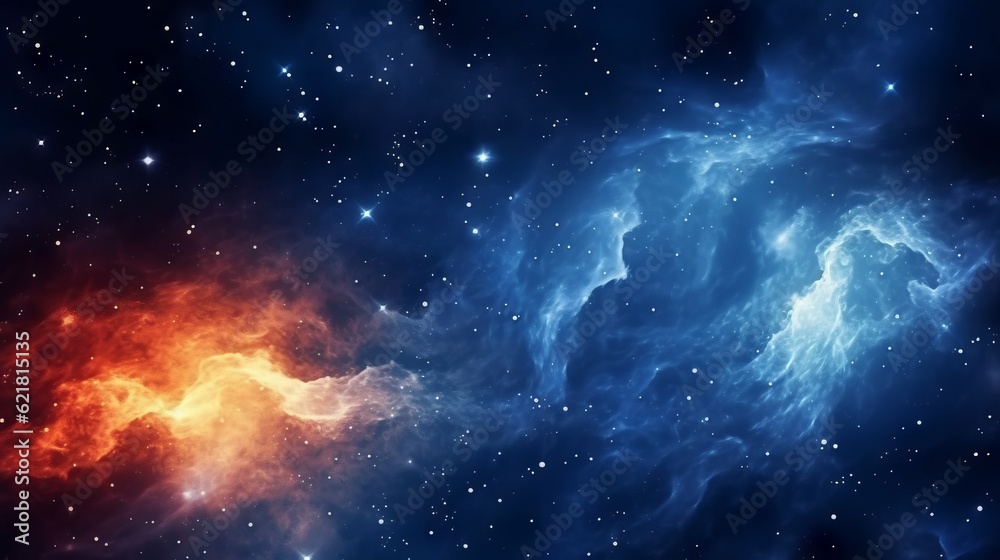 Fototapeta premium abstract space background with nebula and stars in the night sky. Abstract background with explosion of colorful smoke in space Illustration of fractal with smoke and fire effect.