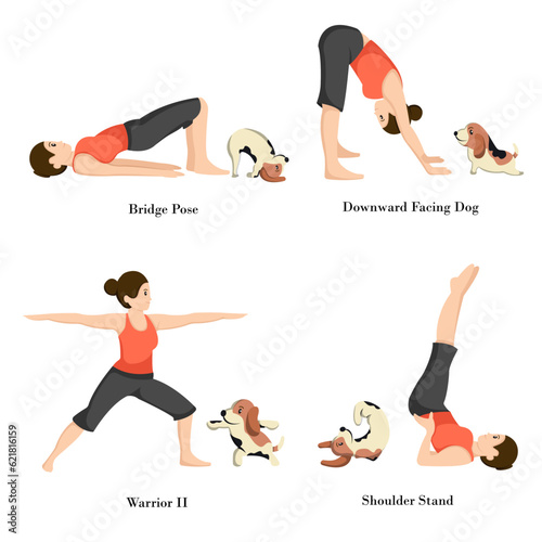 Illustration of men and women doing yoga pose exercises