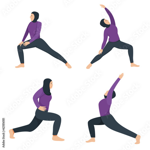 Illustration of men and women doing yoga pose exercises