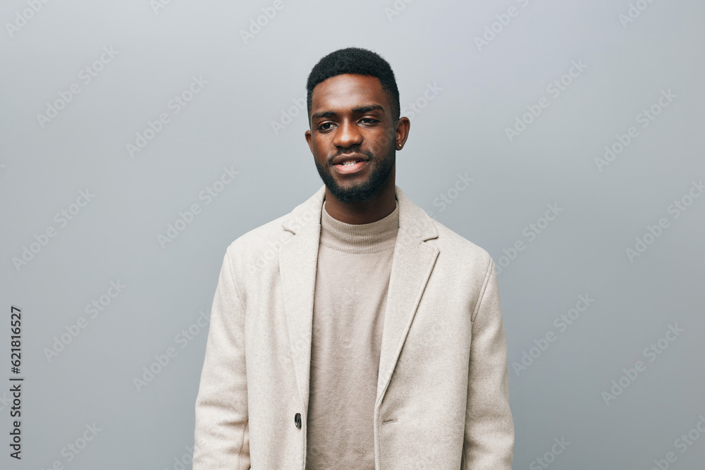 Obraz premium young man black portrait emotion african happy studio smiling american smile confident
