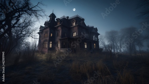 halloween wallpaper scary house generated ai