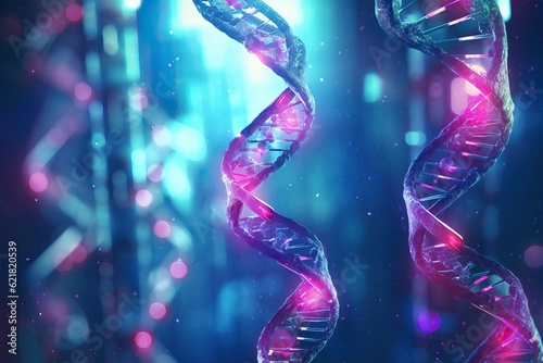 God Syndrome. Digitized DNA molecule. The concept of digital cloning.