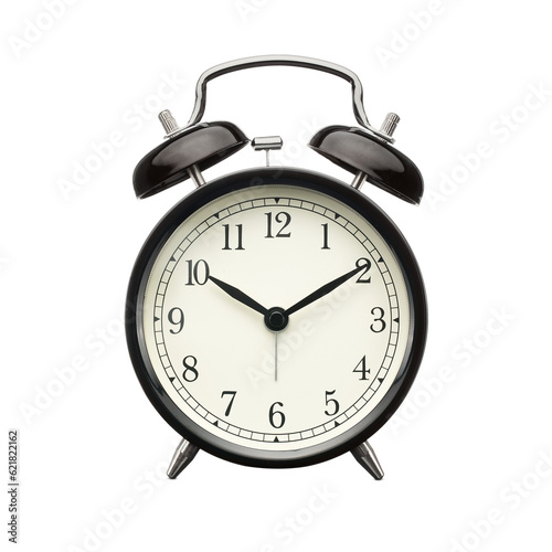 Close up of retro alarm clock. PNG, cut out, without background