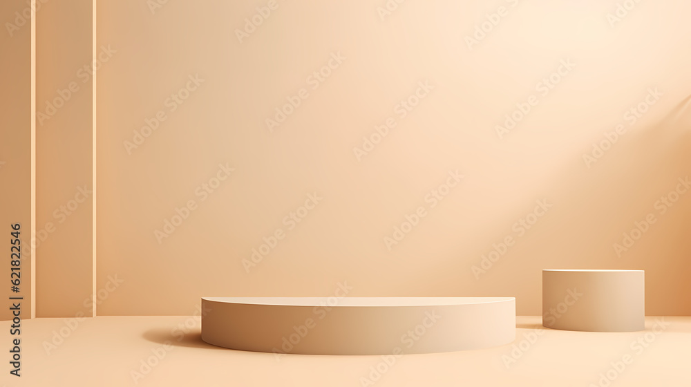 minimal scene 3d beige podium or pedestal for product presentation minimal scene 3d beige podium or pedestal for product presentation