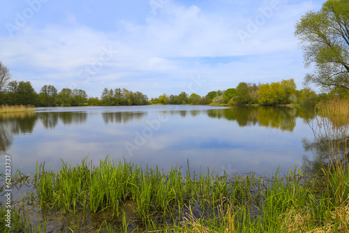 The Mill Lake (Mühlensee) in  Vehlefanz in spring in federal state brandenburg (Oberhavel) Germany © Ina Meer Sommer